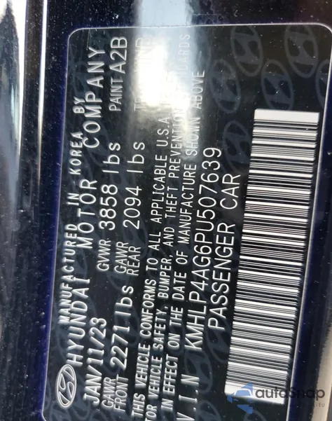 2023 Hyundai Elantra Limited z USA, uszkodzony, nr VIN KMHLP4AG6PU507639